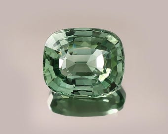 9,90 kt in het lab gekweekte groene saffier, kussengeslepen, losse edelsteen, korund (12 x 10 x 7 mm)