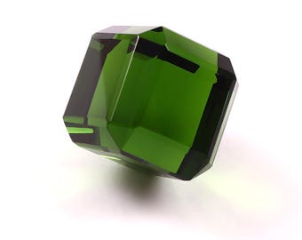 Tsavoriet donkergroene granaat 162 karaat kubusvormig, laboratoriumgekweekte edelsteen 24 mm