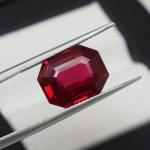 Lab Created 8.20 Ct Red Ruby, Octagon Shape for Ring Size& Jewelry Making Use Loose Gemstone, Pigeon blood red Synthetic Corundum 12x10x6mm
