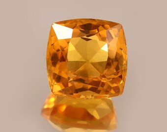 10,65 kt gele topaaskussen 12 x 12 x 10 mm VVS Clarity losse edelsteen, in het laboratorium gekweekt