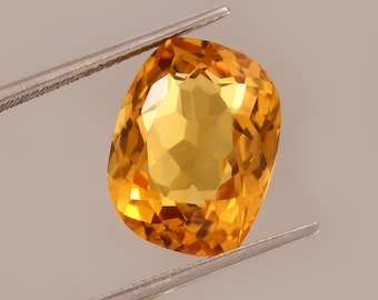 Losse edelsteen gele topaas 9,40 kt, fancy geslepen, in het laboratorium gekweekt (15 x 11 x 8 mm)