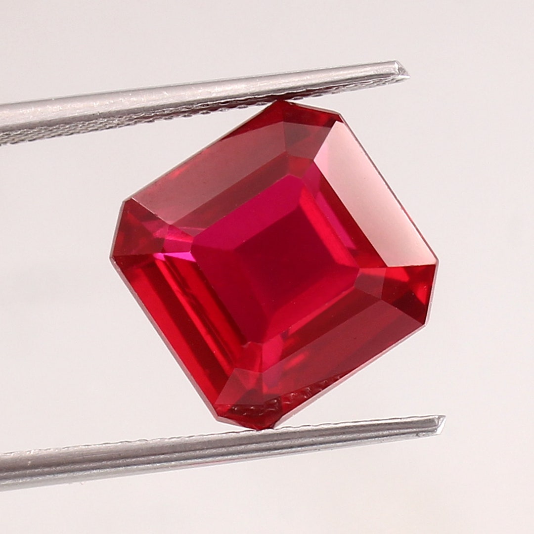 Red Ruby, Square Cut Loose Gemstone Lab-grown 12x12x6mm Pigeon Blood ...