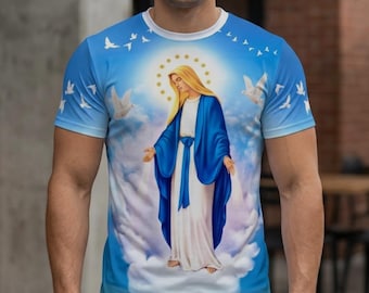 Virgin Mary T-Shirt Our Lady of Grace TShirt Saint Mary Church Outfit Theotokos Coptic Orthodox Gift Heavenly Holy Marie Shirt Unisex Tee