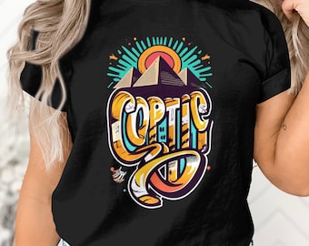 Coptic Egyptian Shirt Sun Pyramids Cross Sweater Design Retro Hoodie for Egypt Lovers Trendy Christian Tee vintage Egyptian Heritage