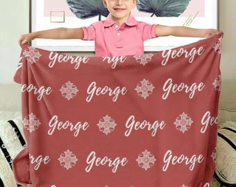 Personalized Name Blanket Coptic Orthodox Christian Cross Housewarming Coptic Gift Baby Velveteen Plush Blanket Christmas Gift for New Born