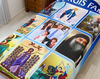 Custom Saints Blanket Mary Pope Kyrillos Mar Mina St Mark Saint Marina George Demiana Mercurius Personalized Coptic Orthodox Icon Blanket