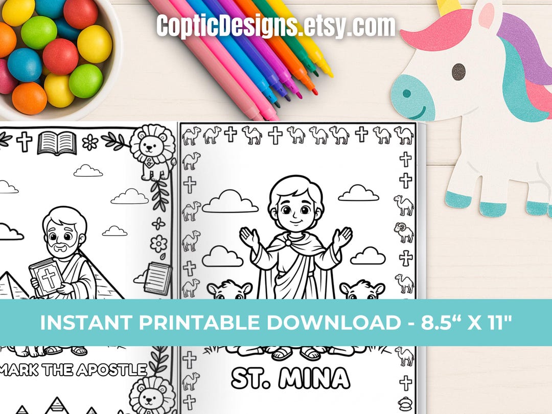 Coptic Saint Coloring Pages Orthodox Christian Gift Kid Sunday School ...