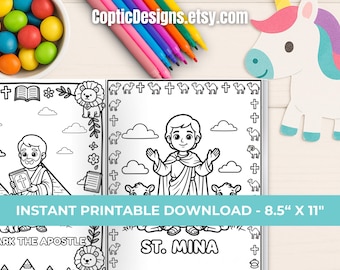 Coptic Saint Coloring Pages Orthodox Christian Gift Kid Sunday School Lesson Church Activity Idea Religious Educational Craft PDF For Child