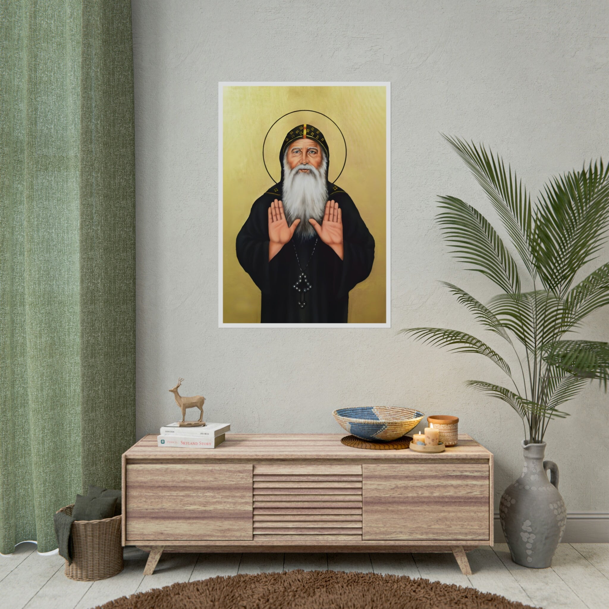 St. Macarius Icon Saint Macarius the Great Coptic Orthodox Poster Anba Makarios Coptic ...
