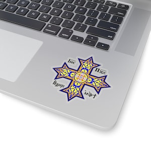 Coptic Cross Transparent Coptic Cross Designs Sticker Kiss-Cut White Sticker Back to School Student Gift Cross Sticker for Christian Car