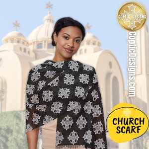 Coptic Cross Holy Week Scarf Coptic Orthodox Vail Coptic Prayer Scarf Church Scarf Coptic Gift Scarf Head Cover Pascha Scarf Coptic Vail
