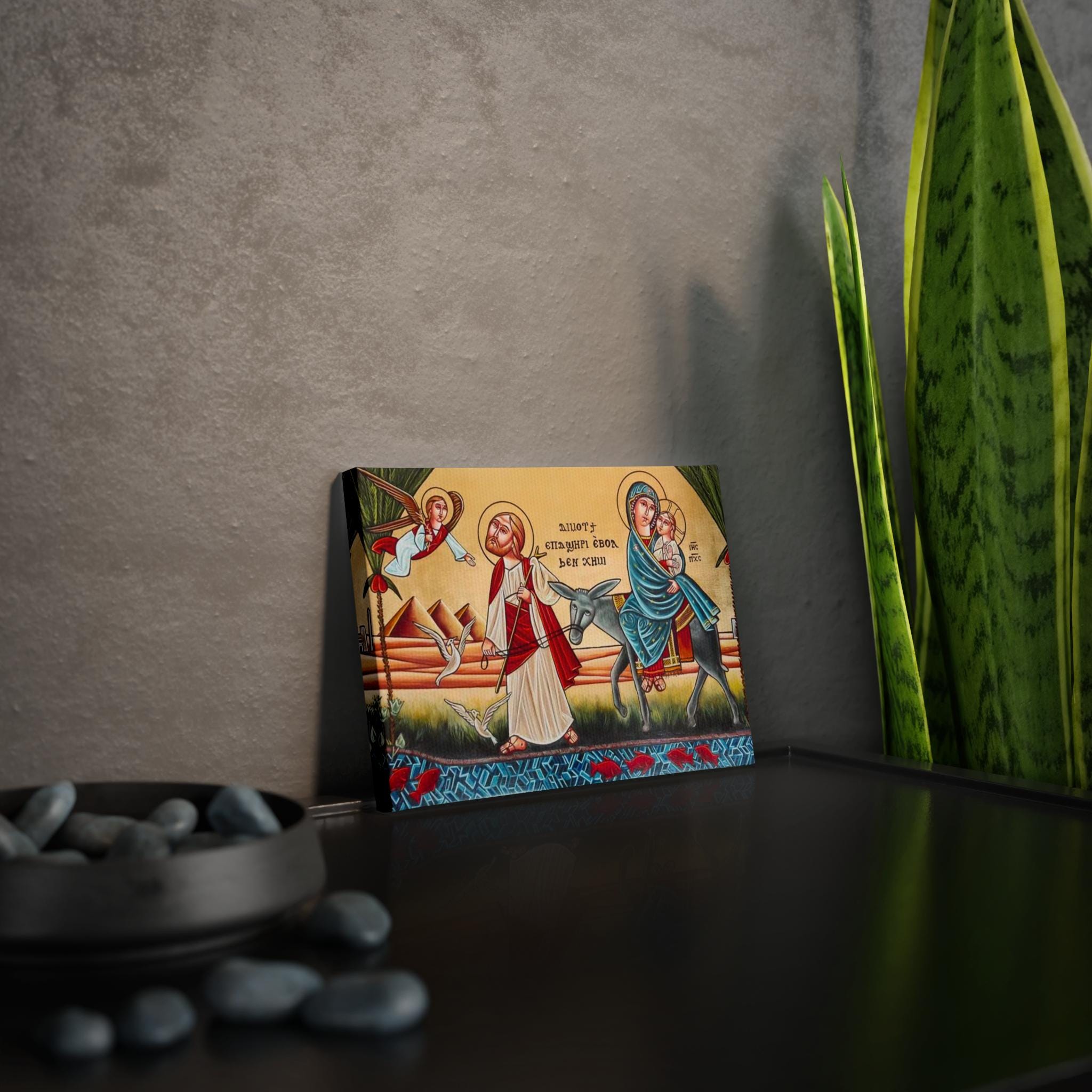 Entry of the Lord Jesus Saint Mary and the Holy Family into Egypt Coptic Canvas Coptic gift Coptic Icon Prayer Corner Canvas Church Icon