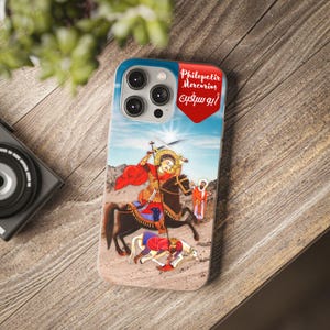Coptic Saint Icon Flexi Cases, Philopatir Mercurius Abu Saifain Phone Case, Coptic Orthodox Gift, Back to School Samsung Case, Religious
