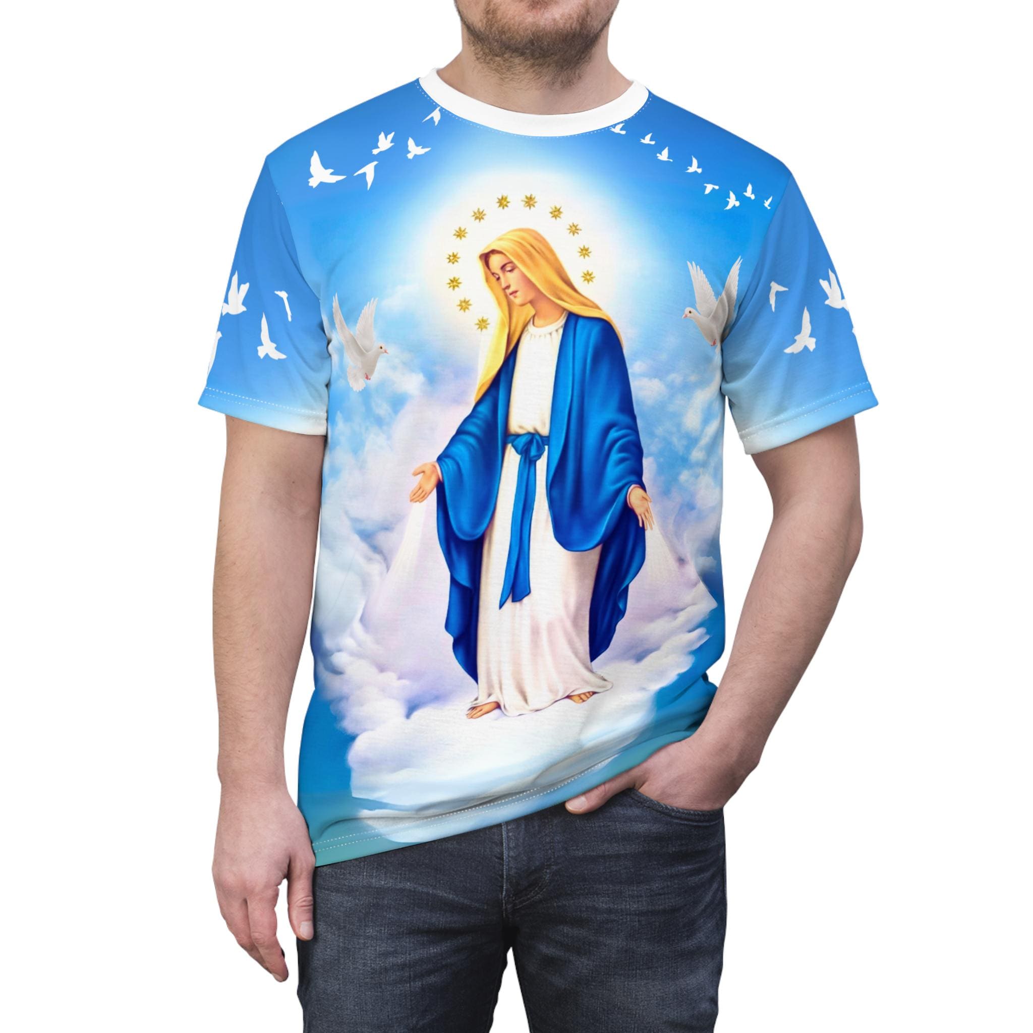 Virgin Mary T-shirt Our Lady of Grace Tshirt Saint Mary Church