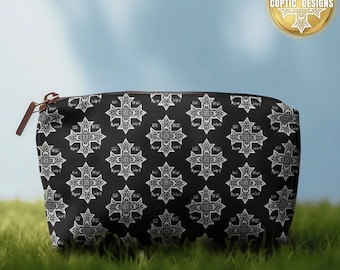 Coptic Orthodox Cross Pouch Coptic Gift for Mom Travel Bag Coptic Clutch Cross Design Clutch Christian Travel Organizer Bag Accessory Pouch