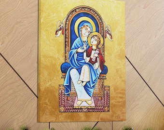 Saint Mary Coptic Orthodox Icon On the Throne Prayer Corner Icon Matte Canvas Christian Orthodox Wall Art Saint Mary Canvas Home Decor