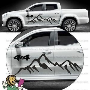 4x4 Mountain Off Road Pickup Truck Side Decal. Mountain Off Road Sticker. 4x4 Off Road Sticker