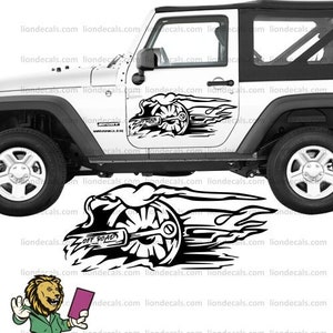Flame 4x4 Off Road Pickup Truck Decal. Flame Off Road Sticker. 4x4 Off Road Sticker