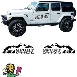 2 Pieces - 4x4 Mountain Sport Off Road Pickup Truck Decal. Mountain Off Road Sticker. 4x4 Sport Off Road Sticker