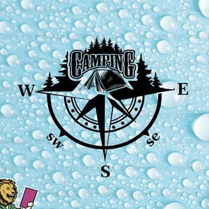 Sticker sticker kompas camping, sticker tent camping, sticker caravan kompas, vinyl sticker