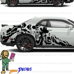 Gunman Car Side Door Rear Fender Stickers. Mafia Car Side Door Decal.
