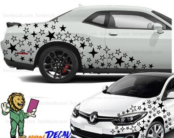 Naklejki samochodowe Star. Zestaw naklejek na maskę i boki samochodu. Mustang, Charger, Challenger, Porsche i Ford.