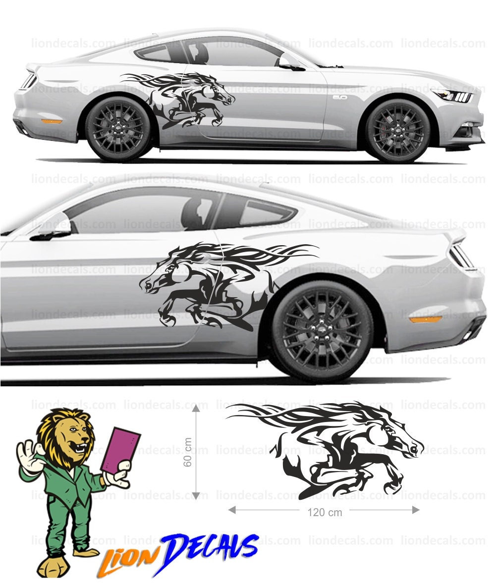 Running Horse Car Side Rear Fender Top Decal. Running Horse Side Car