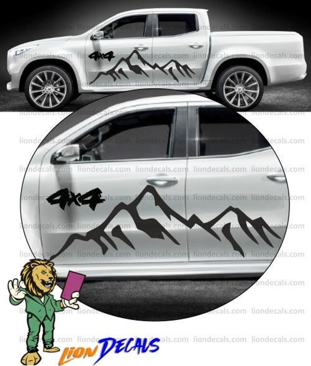 4x4 Mountain Off Road Pick-up Side Sticker. Berge Off Road Aufkleber.  100x100 Off Road Sticker -  Schweiz