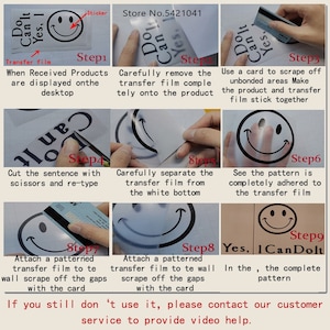 May include: A step-by-step guide on how to apply a "Do It Can It Yes, I Can Do It" sticker. The image shows a smiley face sticker with the text "Do It Can It Yes, I Can Do It" and instructions on how to apply it to a surface.