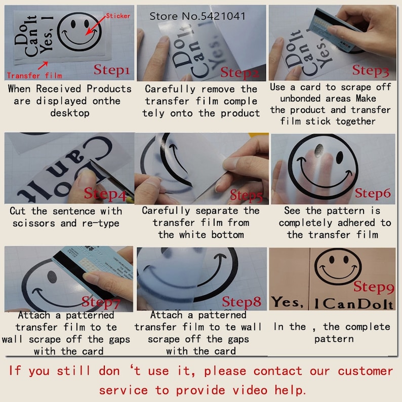 May include: A step-by-step guide on how to apply a "Do It Can It Yes, I Can Do It" sticker. The image shows a smiley face sticker with the text "Do It Can It Yes, I Can Do It" and instructions on how to apply it to a surface.