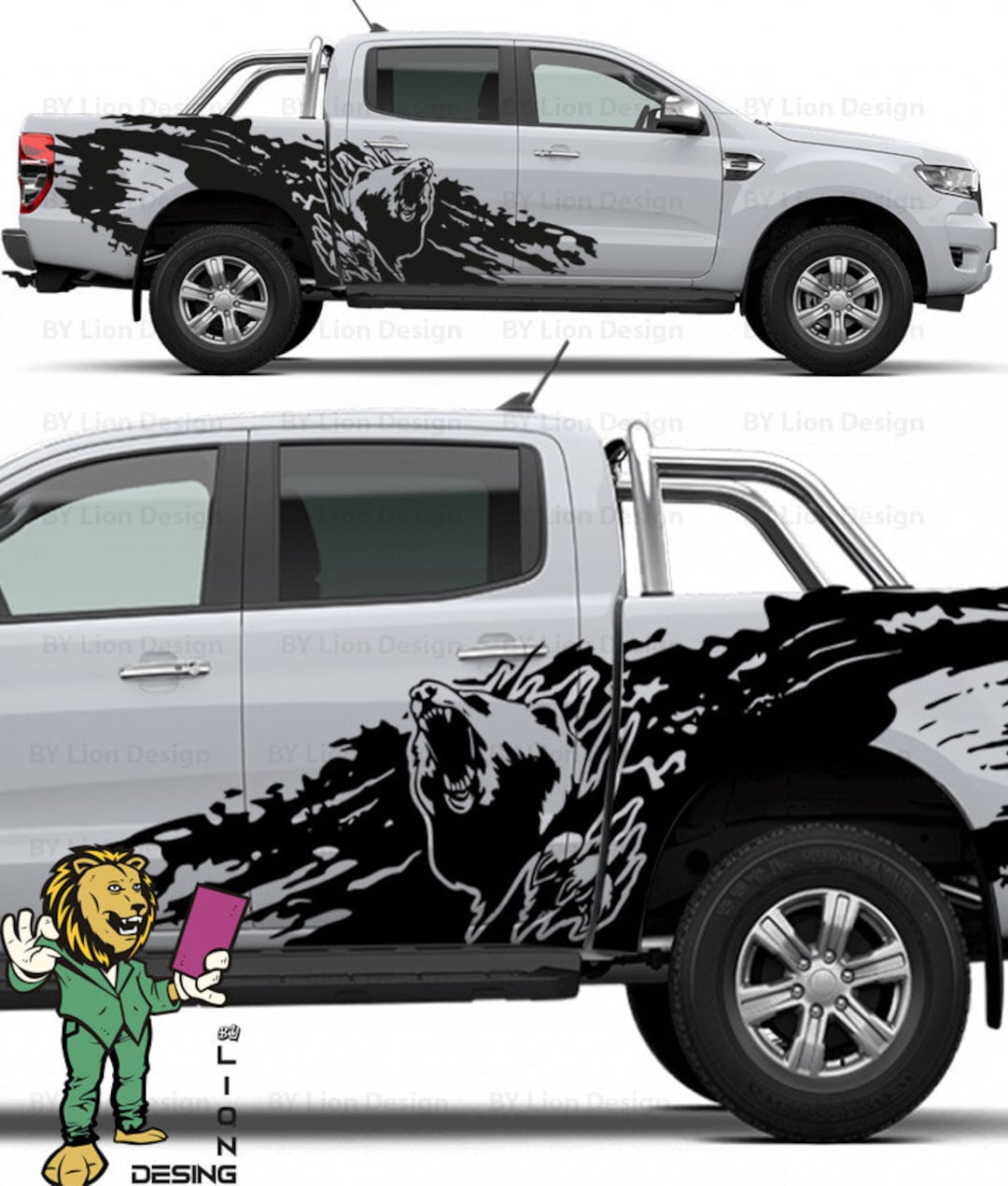 Wild Bear Pickup Truck Side Body Decal. Pickup Sticker. Ford