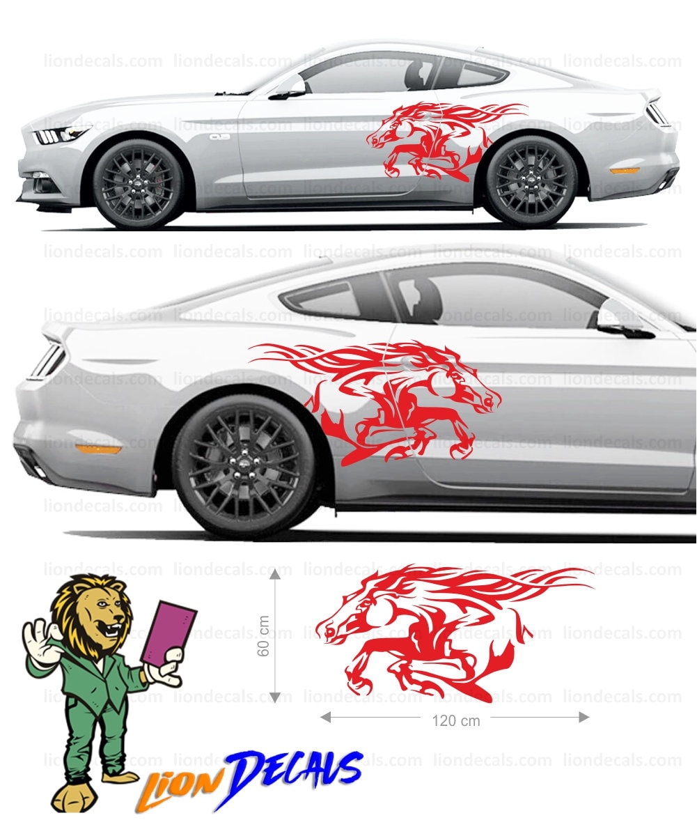 Running Horse Car Side Rear Fender Top Decal. Running Horse Side Car