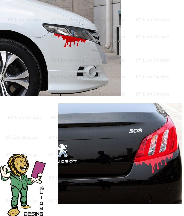 3 Pcs - Blood Sticker Under Car Headlight. Blood Car Decal - Etsy