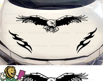 Tribal Pattern Eagle Car Sticker. Eagle Car Decal. Eagle Car Hood Decal.