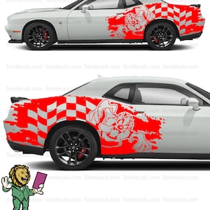 Tasmanian Devil Car Decal: Checkered Flag Side Fender Stickers image 4
