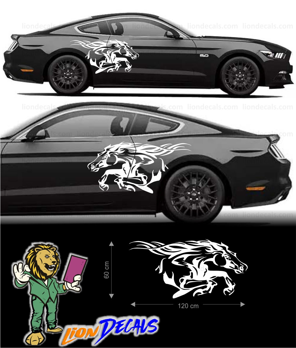 Running Horse Car Side Rear Fender Top Decal. Running Horse Side Car