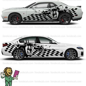 Tasmanian Devil and the Checkered Flag Car Side Decal