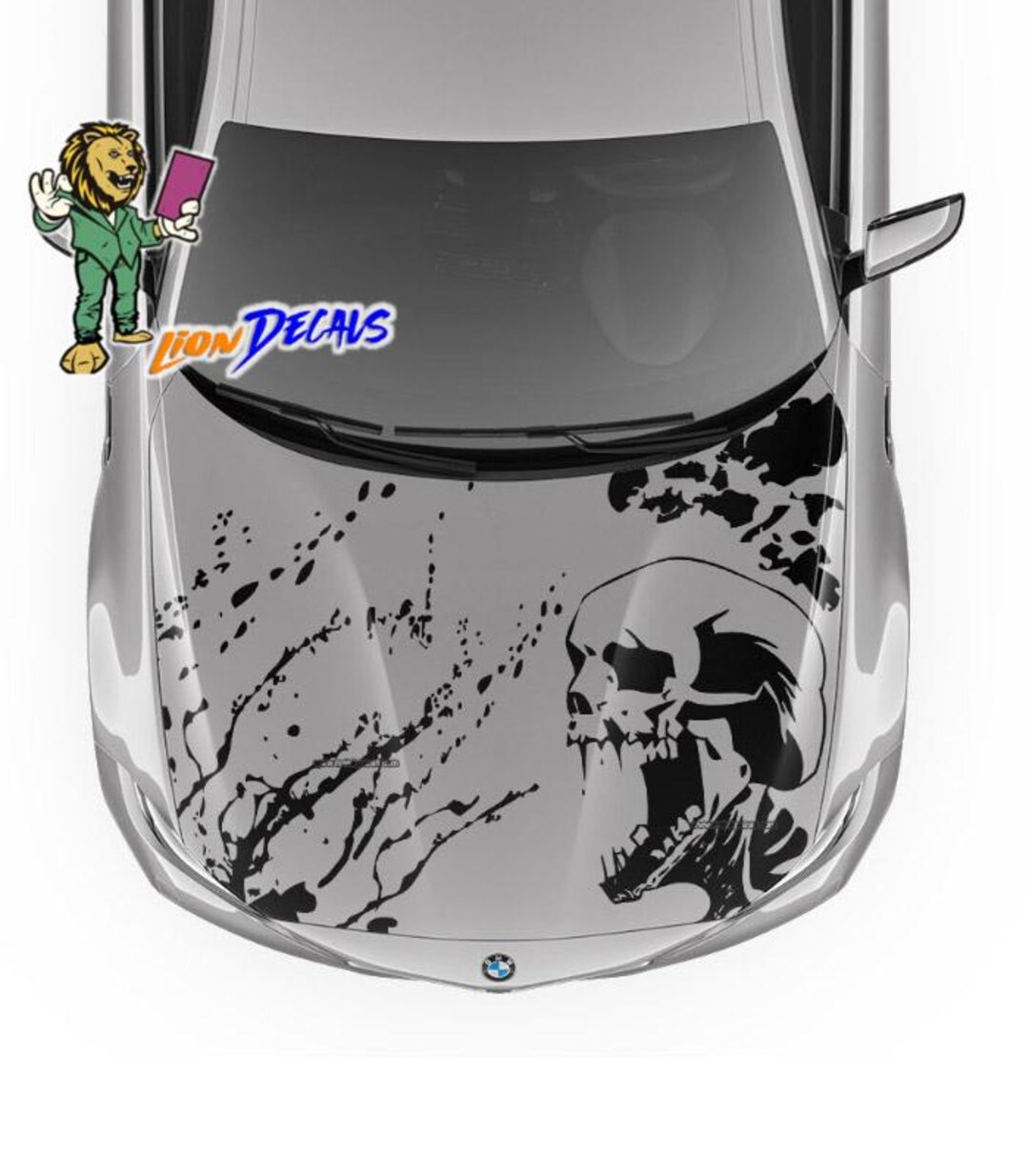 Skull and Ripped Effect Hood Sticker - Etsy