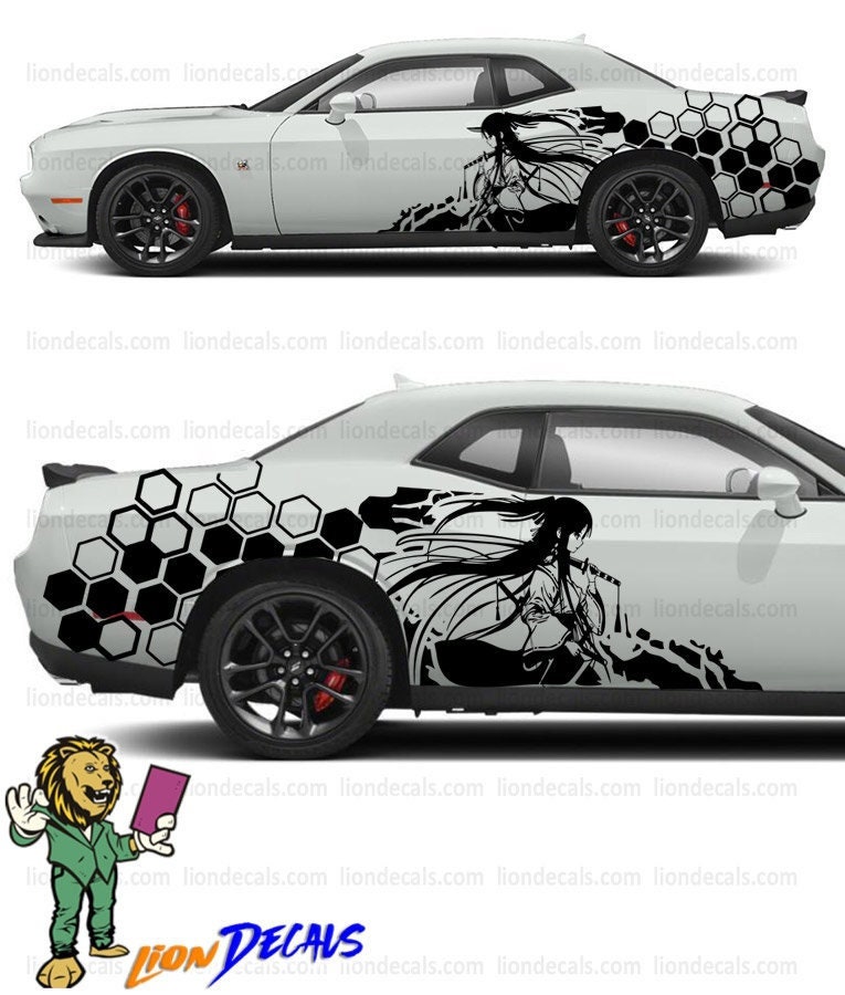 Samurai Girl Honeycomb Car Decal - Side Body Fender Sticker