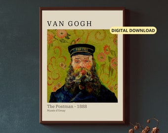 Van Gogh Poster | The Postman Painting, Van Gogh Wall Art, Museum Exhibition Poster, Modern Home Decor, Digital Download