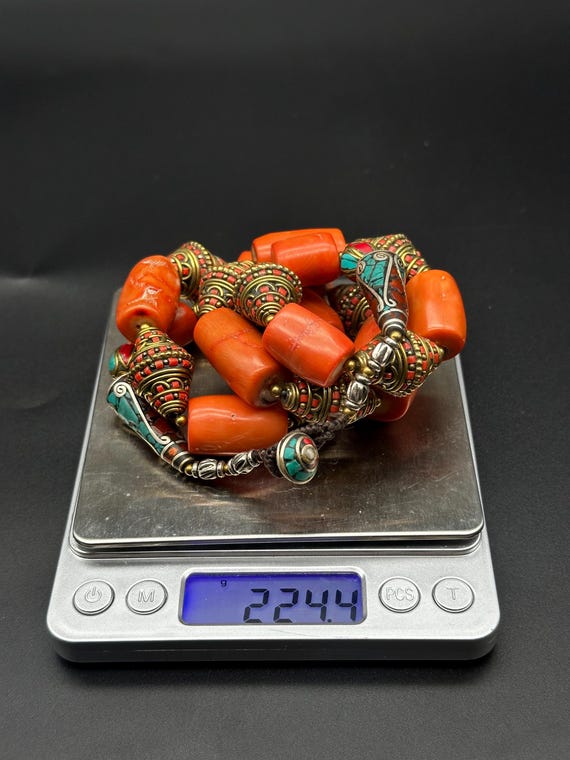 Very Gorgeous Natural Tibetan Coral Beads Necklace With Tibetan