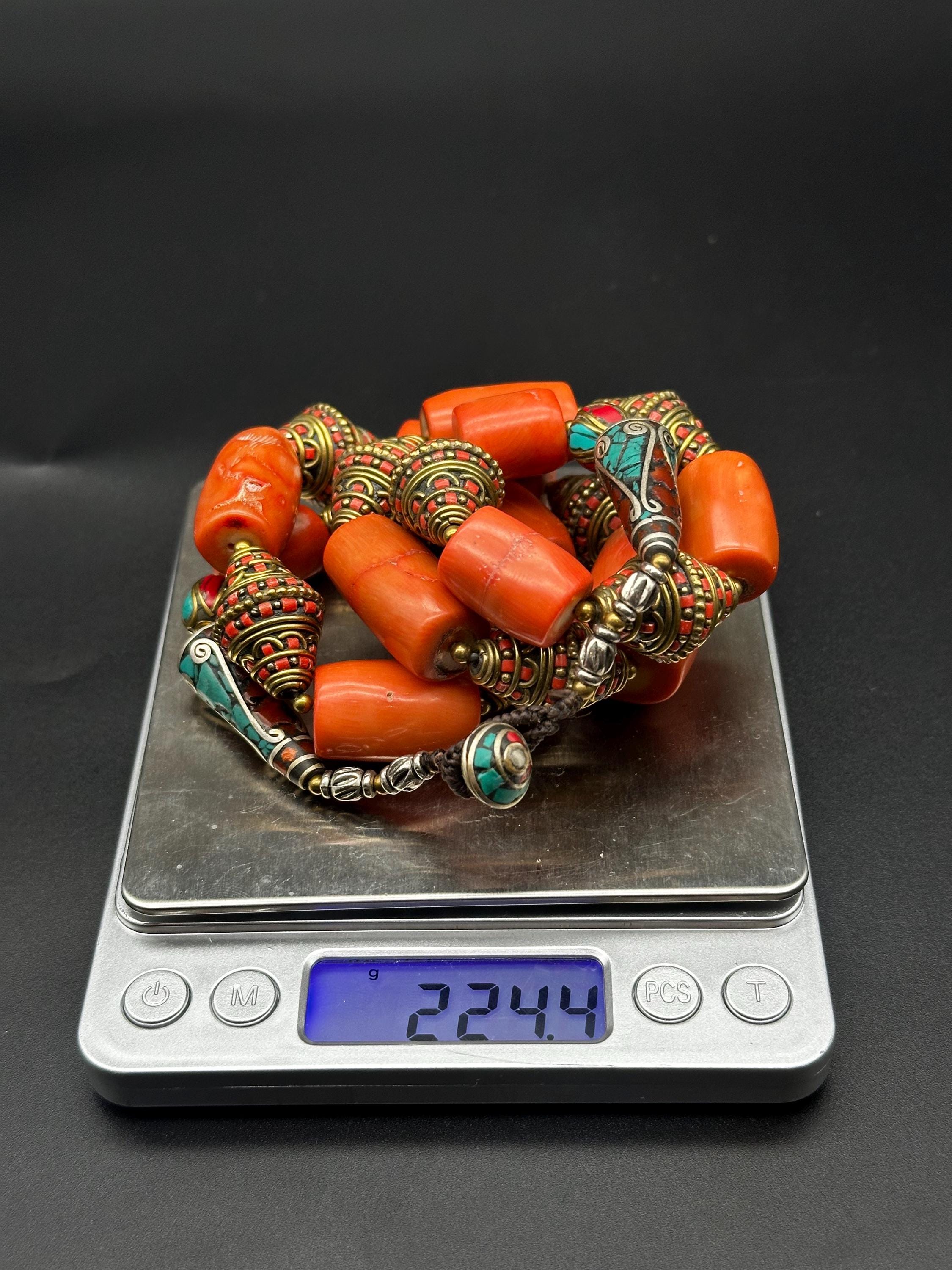 Very Gorgeous Natural Tibetan Coral Beads Necklace With Tibetan