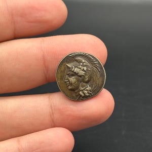 Gorgeous Ancient Greek Silver Didrachm, Athena Head & Lion Attacking Stag Design, Rare Collectible Coin