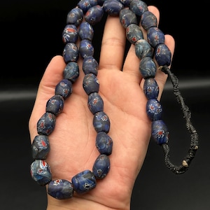 Fabulous Old Venetian Trade Beads With Blue With White And Red Color Beads Necklace