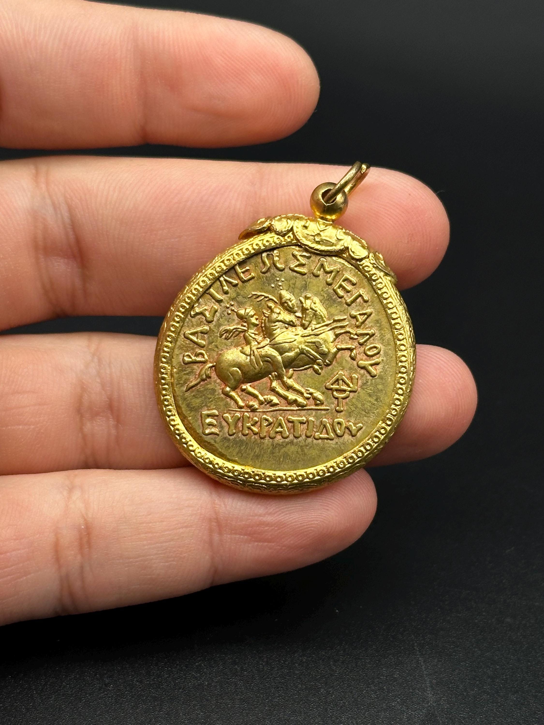 状態良好な、金メッキを施した古い本物のバクトリア純銀貨 - Etsy 日本