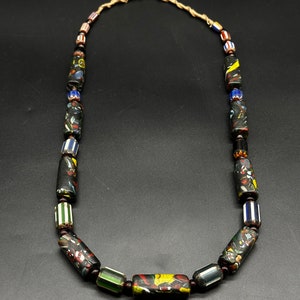 Old Venetian Trade Beads With Multiple Color Beads Necklace
