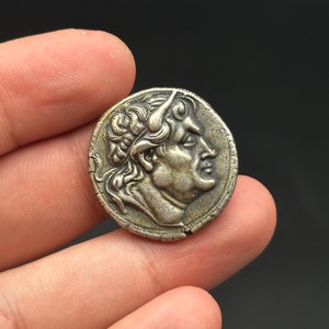 Gorgeous Greek man on Ancient Greek & Roman Coin Royal Man On Ancient Silver Coins