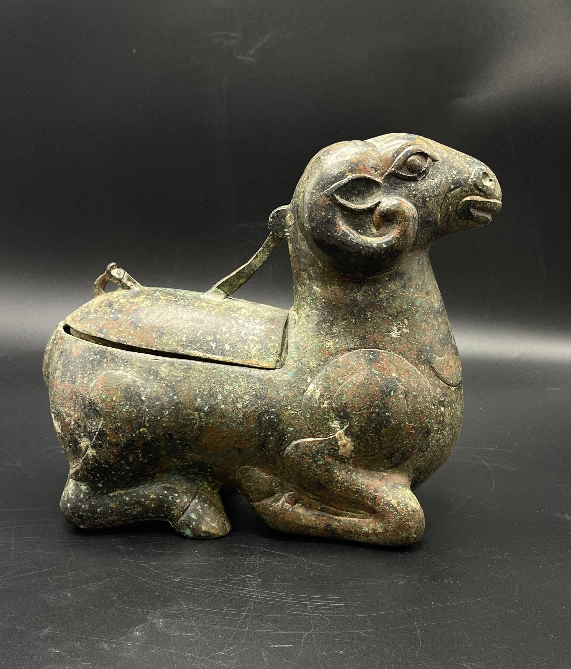 Old Ancient Mongolian/chinese Bronze Lamp in the Shape of Ram