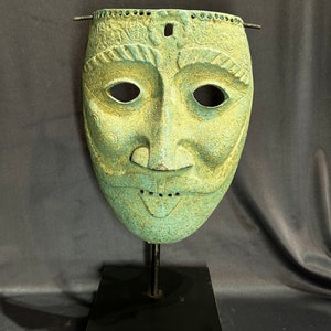 Ancient Han Dynasty Antique! Chinese Bronze Soldier Face Mask, Chinese Mask Bronze Decoration Art Deco Mask Decoration China Bronze