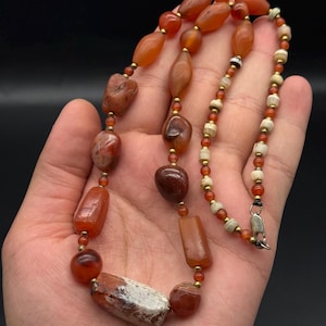 Amazing Old Tibetan Carnelian Beads Necklace, Antique Carnelian Prayer Beads, Collectible Tribal Jewellery